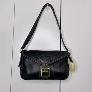 バッグ coach leather one shoulder bag black y2k Vintage Coach 12595 One-Shoulder Bag Gold Hardware Leather